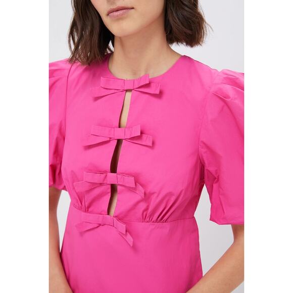 HYACINTH HOUSE Bright Pink Bows Keelin Midi Dress Size S NWT - Picture 6 of 8